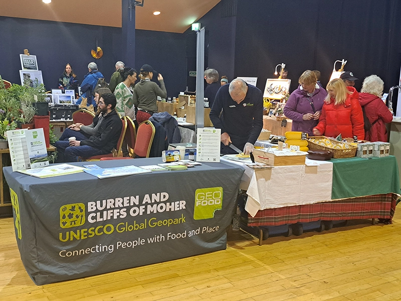 GEOfood - Burren Slow Food Festival 2023 John McKenna of McKenna's Guides in front of my GEOfood banner